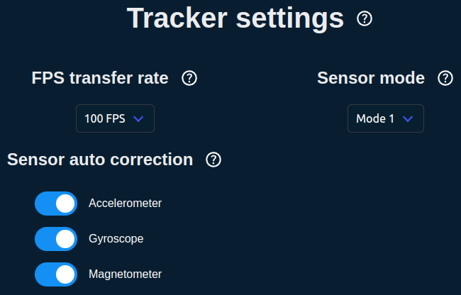 Tracker settings section