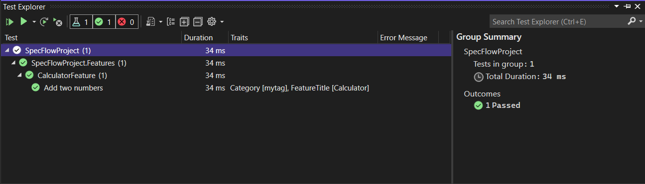 specflow test explorer