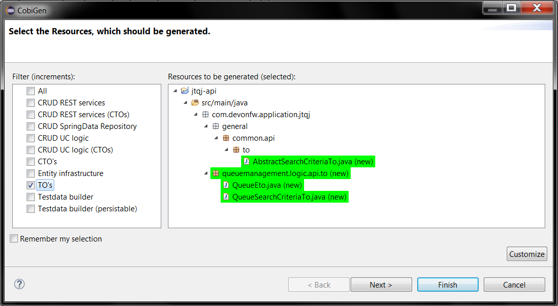 CobiGen Transfer Objects