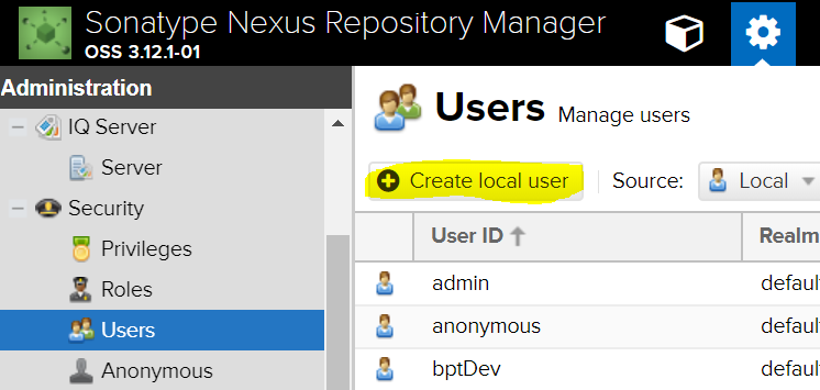 nexus create user