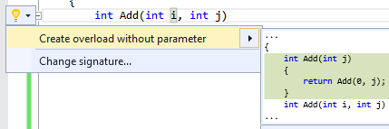 CreateOverloadWithoutParameterCodeRefactoring